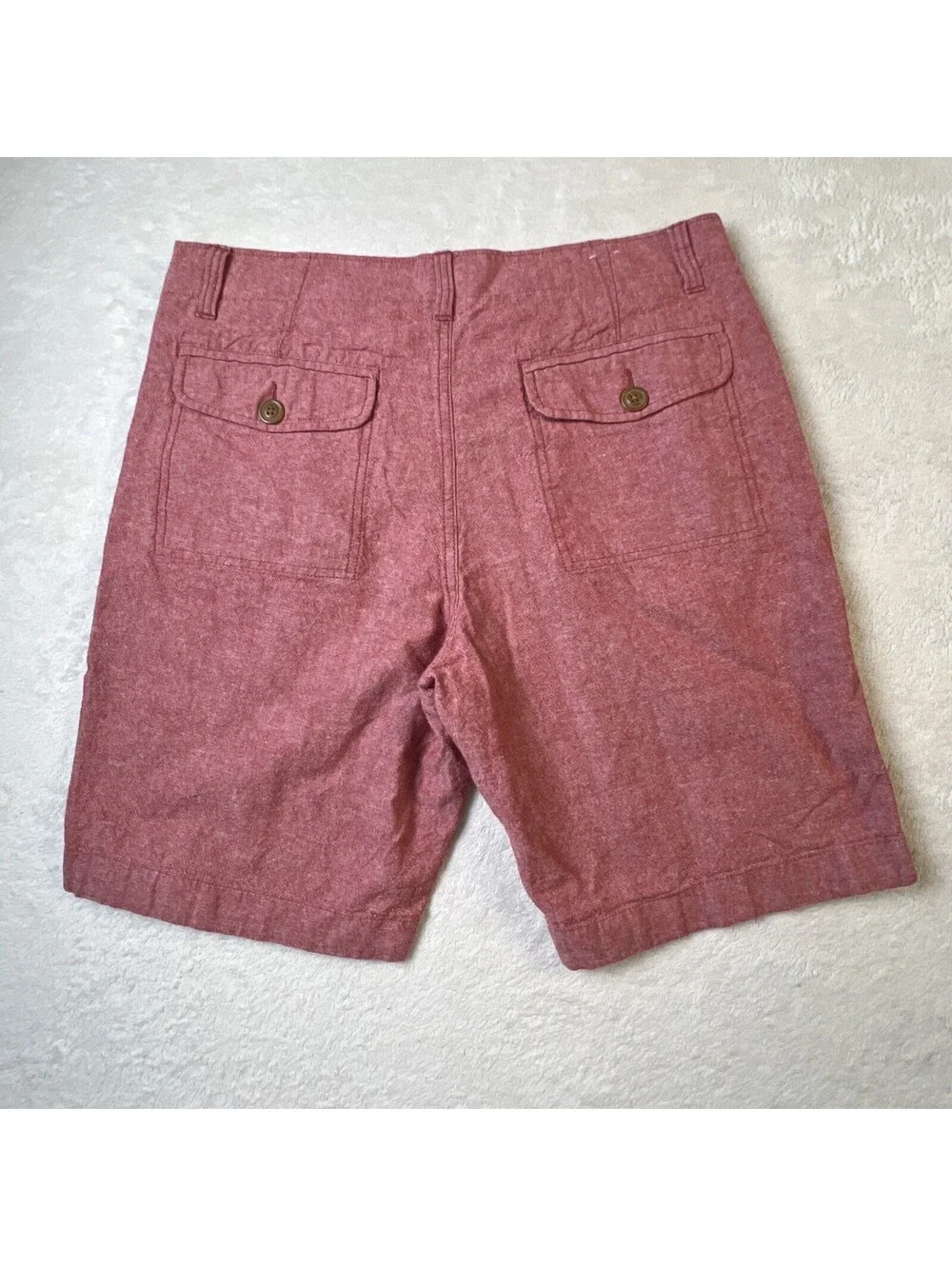 J. Crew Linen Cotton Beach Shorts Mens 33 Red Coastal Preppy 9” Inseam Textured